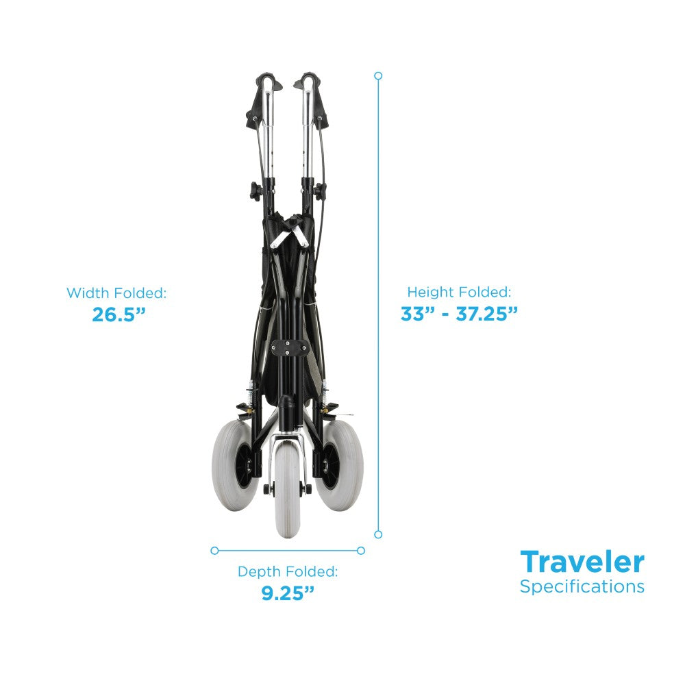 Traveler 3 Wheel Rolling Walker - Black