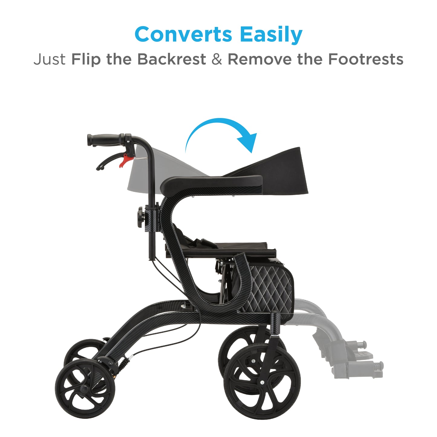 Gemini 2 in 1 Rollator Transport Chair Black